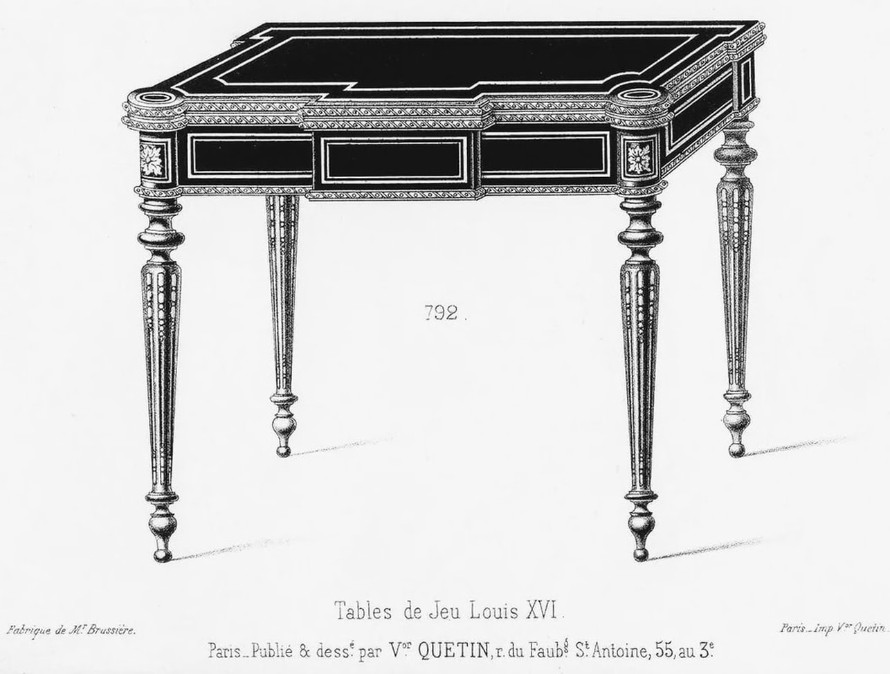 Victor Joseph Quetin furniture illustration of a games table.